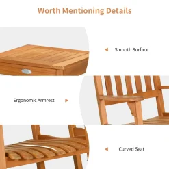 3 Piece Patio Rocking Bistro Set, 2 Rockers and 1 Coffee Table, Outdoor Rocking Chair Set