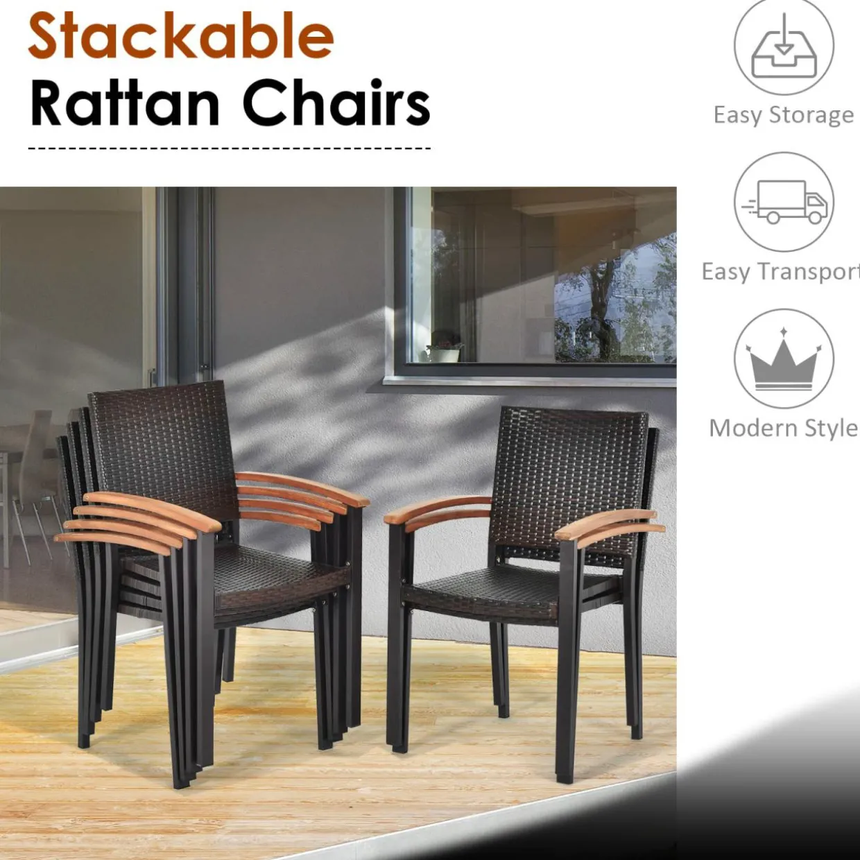 7-Piece Wicker Patio Dining Set, Patiojoy Outdoor Rattan Garden Yard Furniture Set