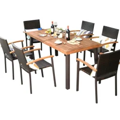 7-Piece Wicker Patio Dining Set, Patiojoy Outdoor Rattan Garden Yard Furniture Set