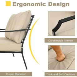 2 Pieces Extra Large Patio Loveseat with Coffee Table