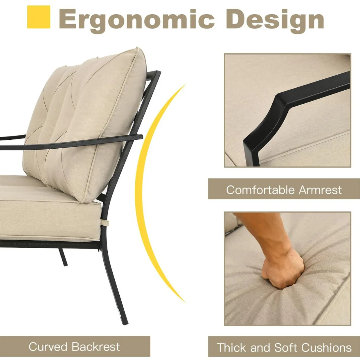 2 Pieces Extra Large Patio Loveseat with Coffee Table