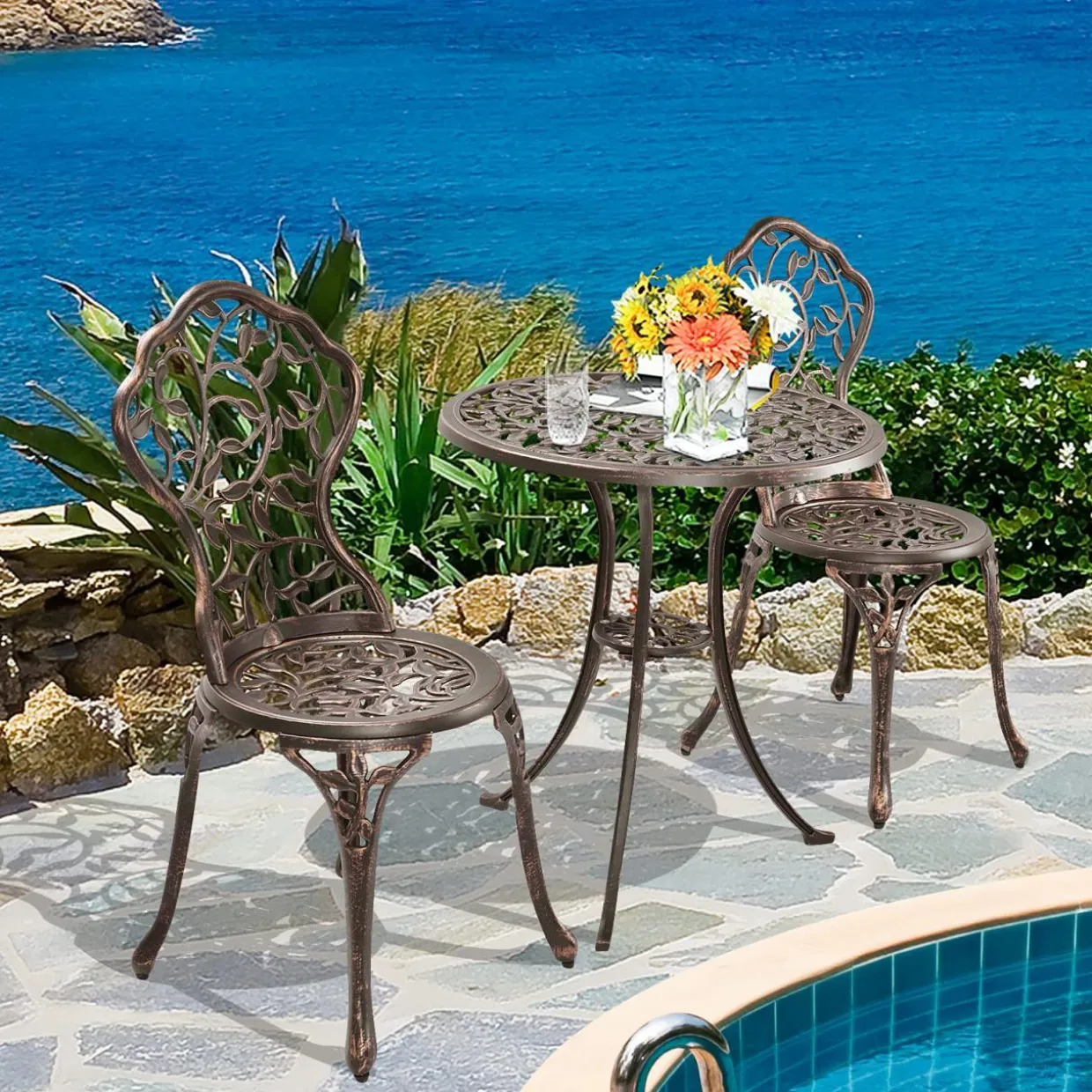 3 Pieces Outdoor Bistro Set, Patio Furniture Set
