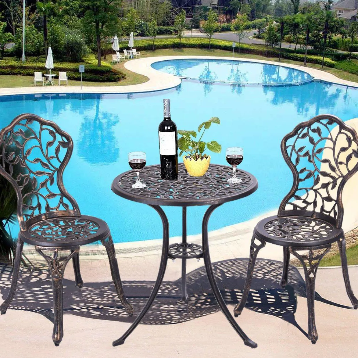 3 Pieces Outdoor Bistro Set, Patio Furniture Set