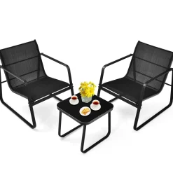 3 Pieces Outdoor Conversation Set, Patiojoy All-Weather Patio Furniture Set