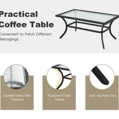 4 Pieces Outdoor Furniture Set, Patio Conversation Set with Cushions and Steel Frame
