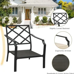 4 Pieces Outdoor Furniture Set, Patio Conversation Set with Cushions and Steel Frame