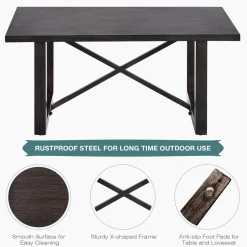 2 Pieces Outdoor Loveseat and Coffee Table Set, 2-Person Cushioned Outdoor Sofa Bench