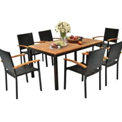 7 Pieces Outdoor Patio Dining Set, Patiojoy Outdoor Conversation Set