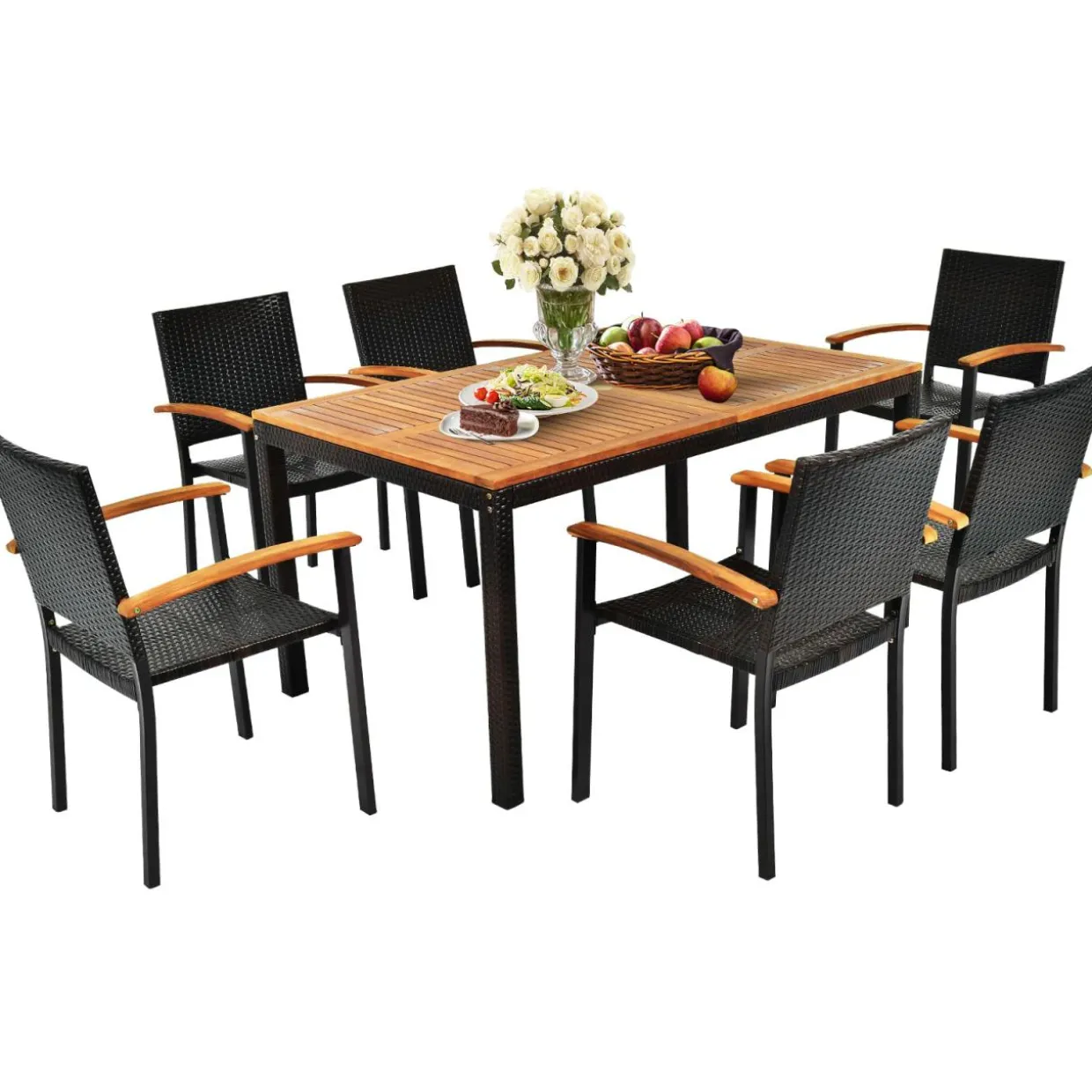 7 Pieces Outdoor Patio Dining Set, Patiojoy Outdoor Conversation Set