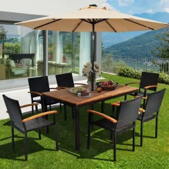 7 Pieces Outdoor Patio Dining Set, Patiojoy Outdoor Conversation Set