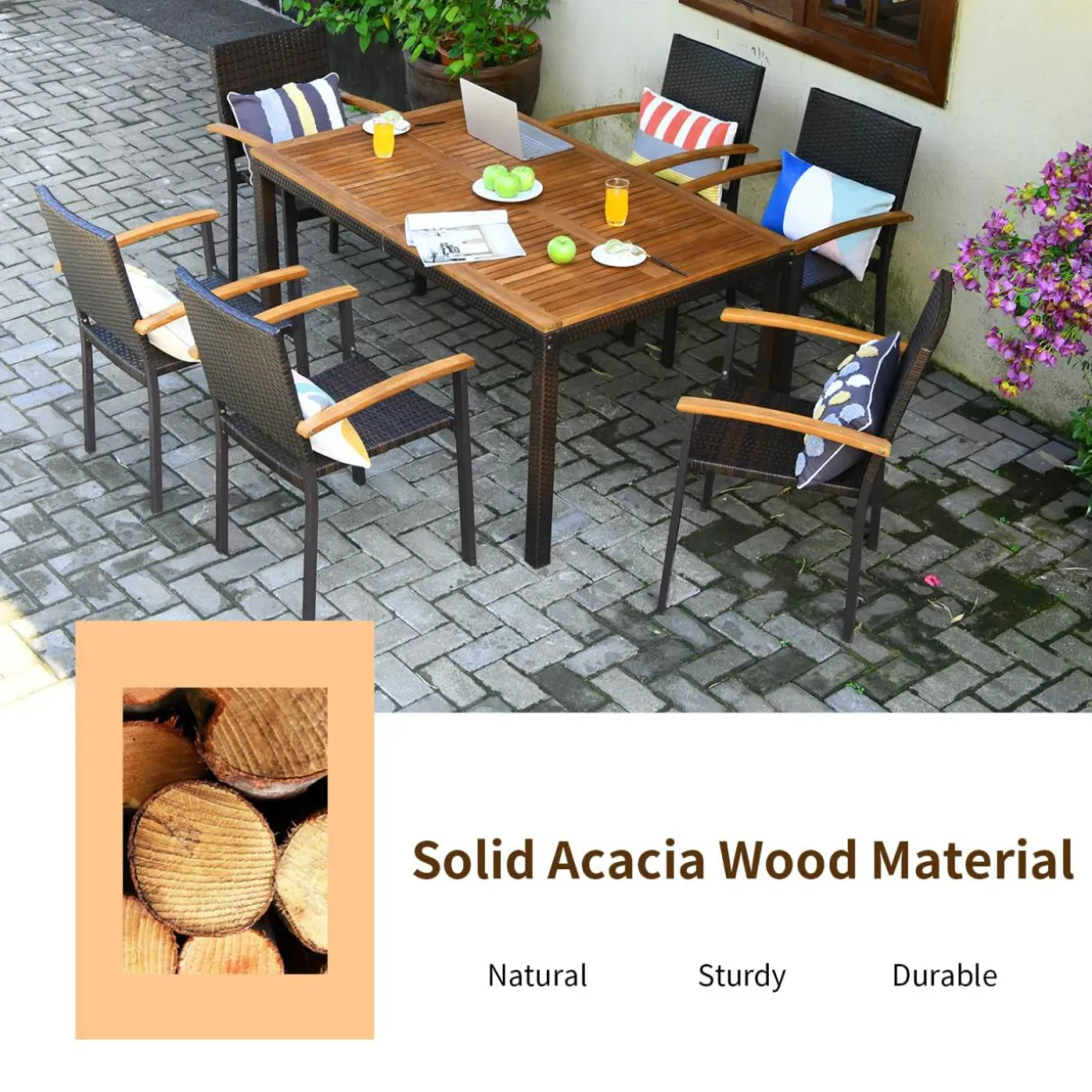 7 Pieces Outdoor Patio Dining Set, Patiojoy Outdoor Conversation Set