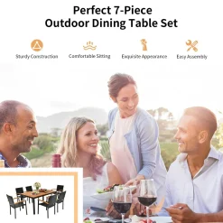 7 Pieces Outdoor Patio Dining Set, Patiojoy Outdoor Conversation Set