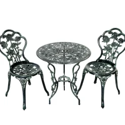 3 Pieces Patio Bistro Set, Outdoor Chairs and Table with Umbrella Hole