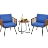 3 Pieces Patio Bistro Set, Outdoor Conversation Chair Set with Coffee Table