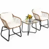 3 Pieces Patio Bistro Set, All Weather Rattan Conversation Set