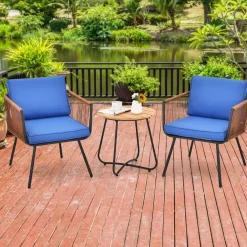 3 Pieces Patio Bistro Set, Outdoor Conversation Chair Set with Coffee Table