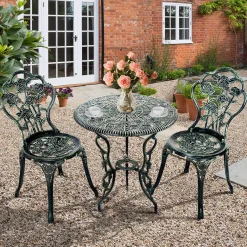 3 Pieces Patio Bistro Set, Outdoor Chairs and Table with Umbrella Hole