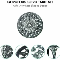 3 Pieces Patio Bistro Set, Outdoor Chairs and Table with Umbrella Hole