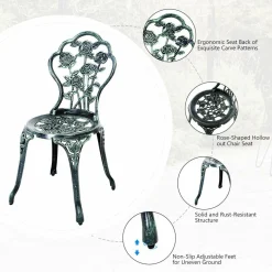 3 Pieces Patio Bistro Set, Outdoor Chairs and Table with Umbrella Hole