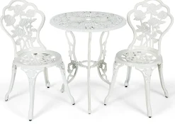 3 Pieces Patio Bistro Set, Outdoor Chairs and Table with Umbrella Hole