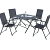 5 Pieces Patio Dining Set, No Assembly Required, Outdoor Dining Furniture with 4 Armchairs & 1 Dining Table