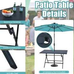 5 Pieces Patio Dining Set, No Assembly Required, Outdoor Dining Furniture with 4 Armchairs & 1 Dining Table