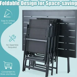 5 Pieces Patio Dining Set, No Assembly Required, Outdoor Dining Furniture with 4 Armchairs & 1 Dining Table