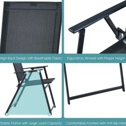 5 Pieces Patio Dining Set, No Assembly Required, Outdoor Dining Furniture with 4 Armchairs & 1 Dining Table