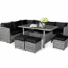 7 Pieces Patio Furniture Set, Outdoor Sectional Rattan Sofa Set with Cushions