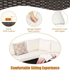 6 Pieces Patio Furniture Set, Outdoor Rattan Sofa Set, Wicker Conversation Set
