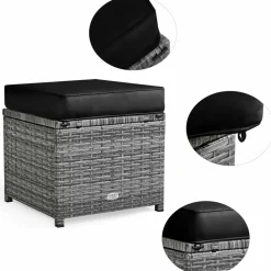 7 Pieces Patio Furniture Set, Outdoor Sectional Rattan Sofa Set with Cushions