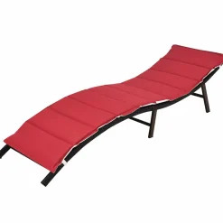 2 Pieces Patio Rattan Chaise Lounge, Outdoor Wicker Lounge Chair
