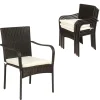 4 Pieces Patio Rattan Dining Chairs, Outdoor Stackable Wicker Chairs with Comfortable Cushions and Armrests
