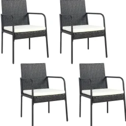 4 Pieces Patio Rattan Dining Chair Set