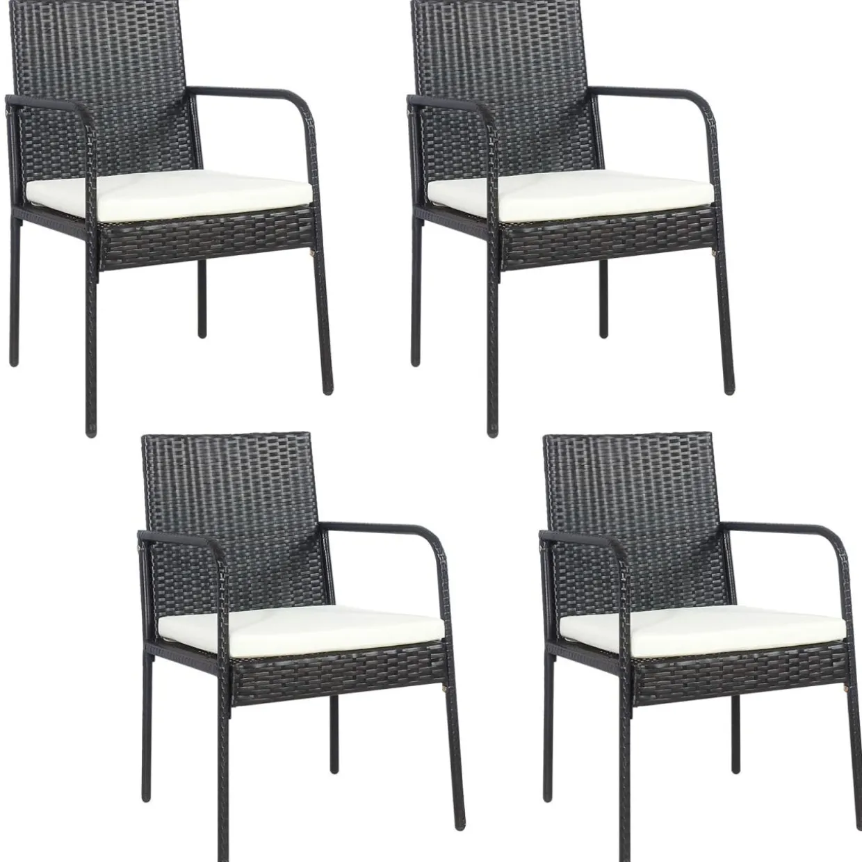 4 Pieces Patio Rattan Dining Chair Set