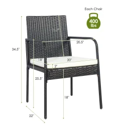 4 Pieces Patio Rattan Dining Chair Set