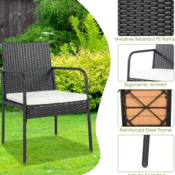 4 Pieces Patio Rattan Dining Chair Set
