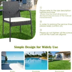 4 Pieces Patio Rattan Dining Chair Set