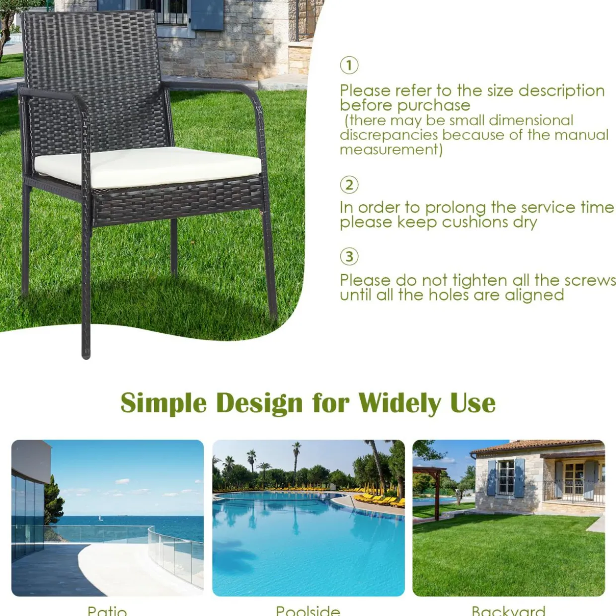 4 Pieces Patio Rattan Dining Chair Set