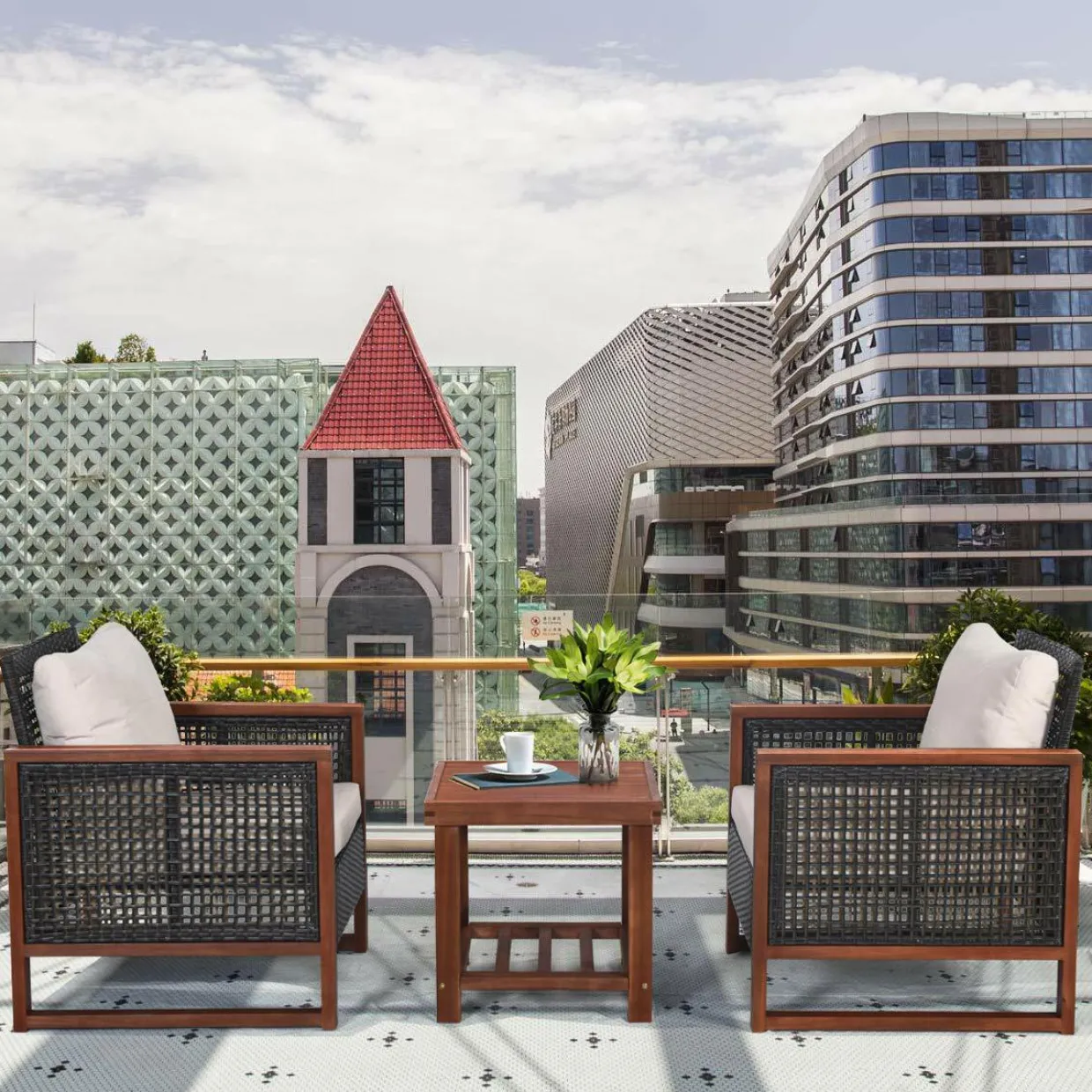 3 Pieces Patio Wicker Furniture Set, Rattan Outdoor Sofa Set