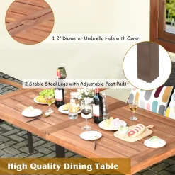 5 Pieces Wicker Patio Dining Set, Patiojoy Outdoor Rattan Backyard Porch Garden Dining Set