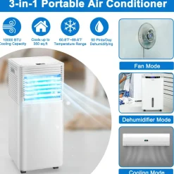 Portable Air Conditioner, 10000BTU 4-in-1 Air Conditioner Cooling for Room