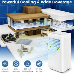 Portable Air Conditioner w/Remote Control, 8000 BTU AC Unit Fan & Dehumidifier