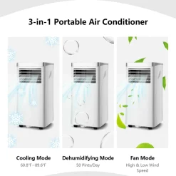 Portable Air Conditioner, 10000 BTU AC Cooling Unit with Remote Control,