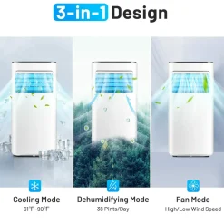 Portable Air Conditioner, 10000BTU 4-in-1 Air Conditioner Cooling for Room