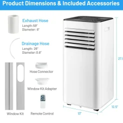Portable Air Conditioner, 10000BTU 4-in-1 Air Conditioner Cooling for Room
