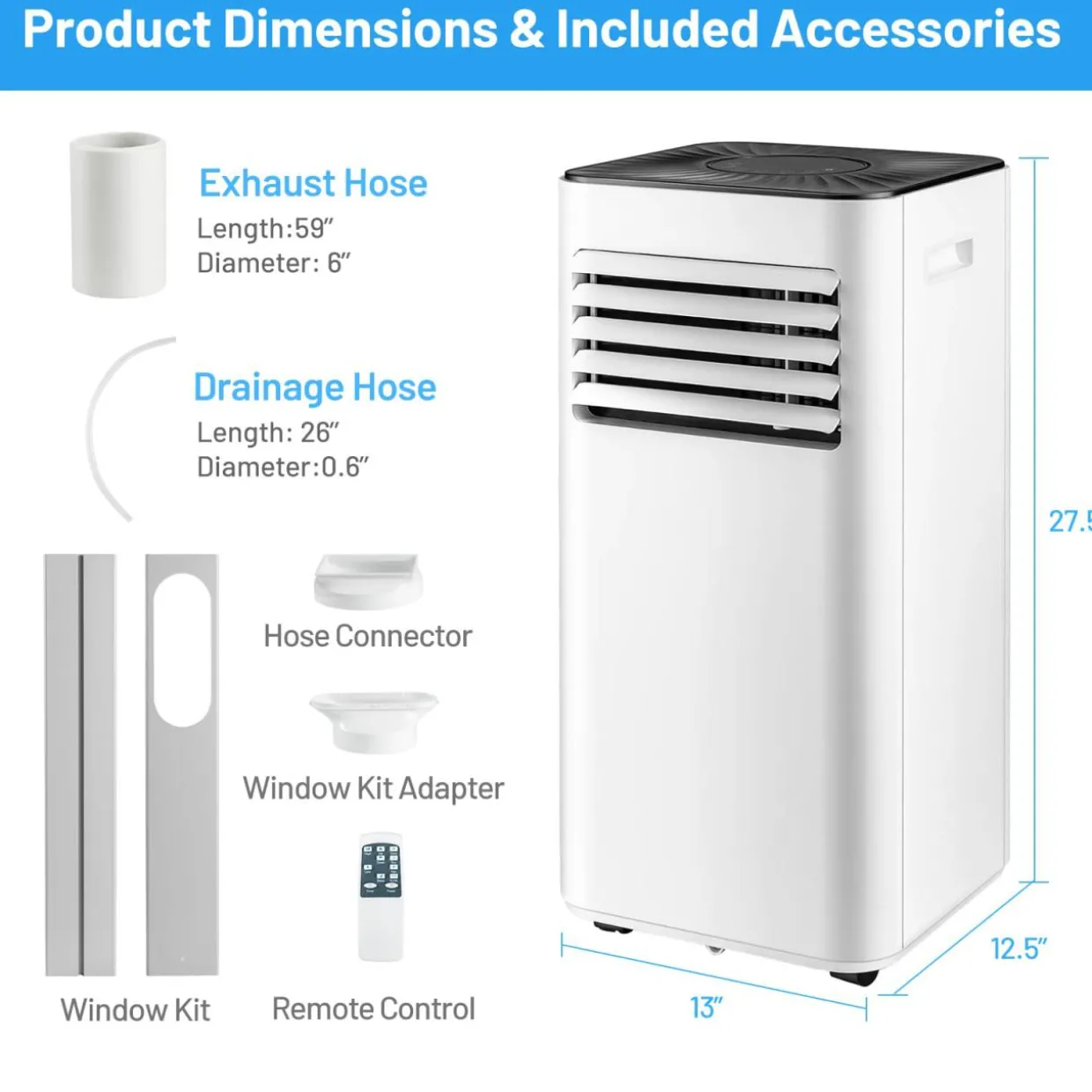 Portable Air Conditioner, 10000BTU 4-in-1 Air Conditioner Cooling for Room