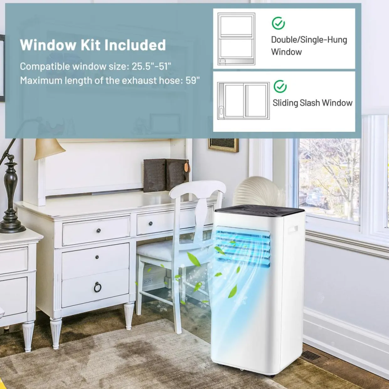 Portable Air Conditioner, 10000BTU 4-in-1 Air Conditioner Cooling for Room