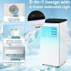 Portable Air Conditioner for Room up to 350 Sq. Ft, 10000 BTU 3-in-1 AC Unit for Bedroom with Dehumidifier/Fan/Cool/Sleep Mode