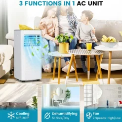 Portable Air Conditioner, 10000 BTU Powerful AC Unit with Remote Control and 4 Casters